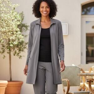 CITRON of Santa Monica Long Full zip Sweater Grey Size Medium